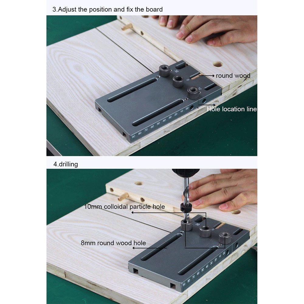 Alat Bantu Bor 3 in 1 Dowelling Jig Drill Guide Locator Positioner Deluxe Version with Extended Rod - MD590 - Silver