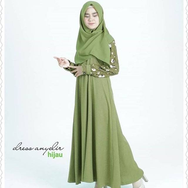 Dress anyelir hijau by kaffa busana