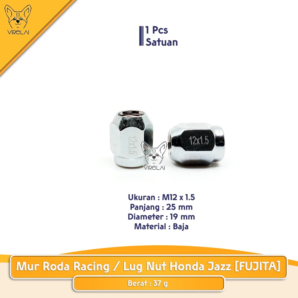 [SATUAN] Mur Roda Fujita Lug Nut Honda Jazz M12 x 1.5