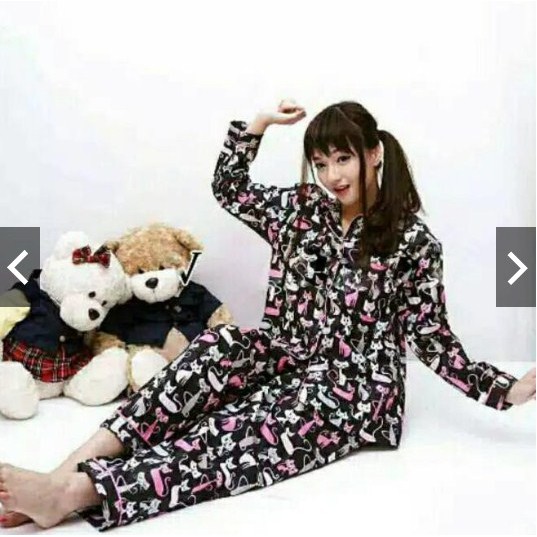 BESS - Piyama PP / Stelan Baju Tidur Murah / Corak BLACK CAT