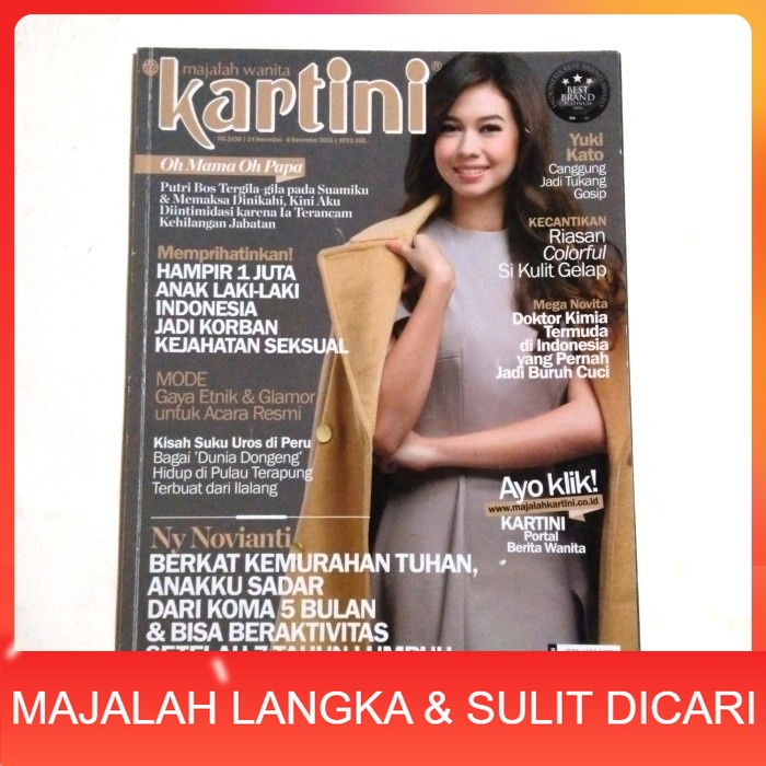 Majalah KARTINI No.2438 Des 2016 Cover YUKI KATO Langka