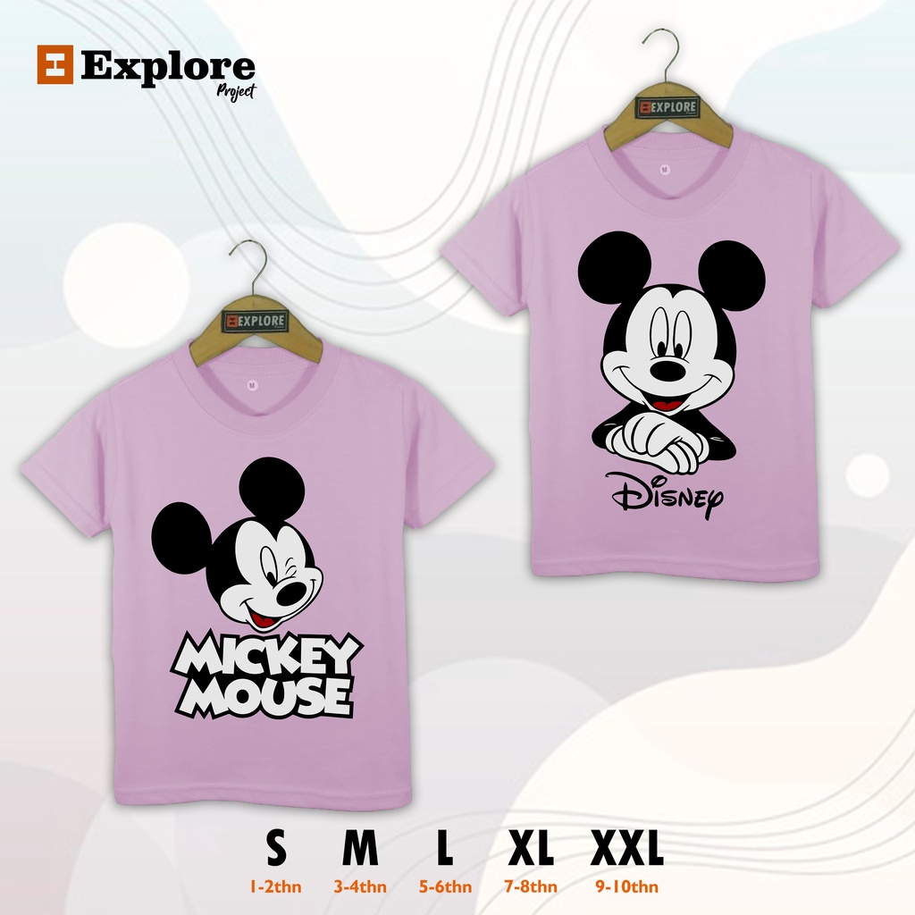 Kaos anak mickeymouse warna ungu lilac usia 1-10 tahun