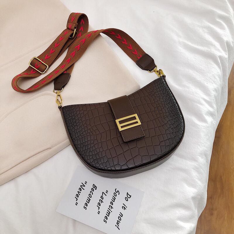 EL 5048 CR 7237 RISCE TAS SELEMPANG TALI MOTIF IMPORT WANITA CEWEK PEREMPUAN SETENGAH LINGKARAN