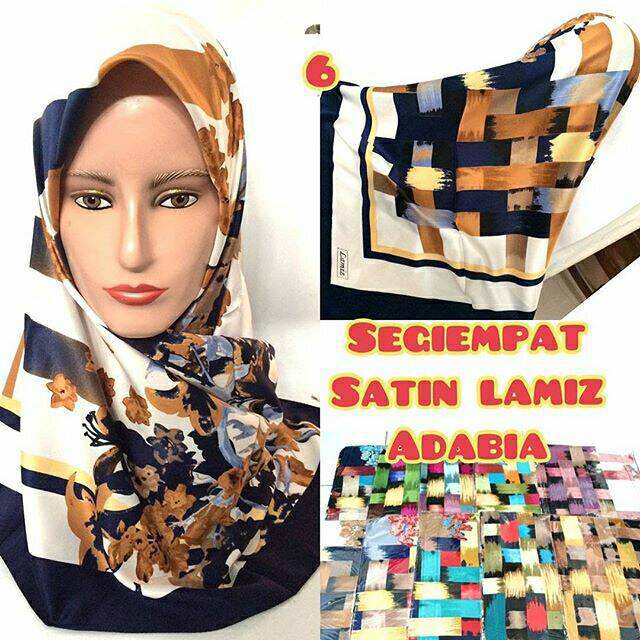 jilbab hijab kerudung segiempat segi empat adabia satin motif lamiz murah