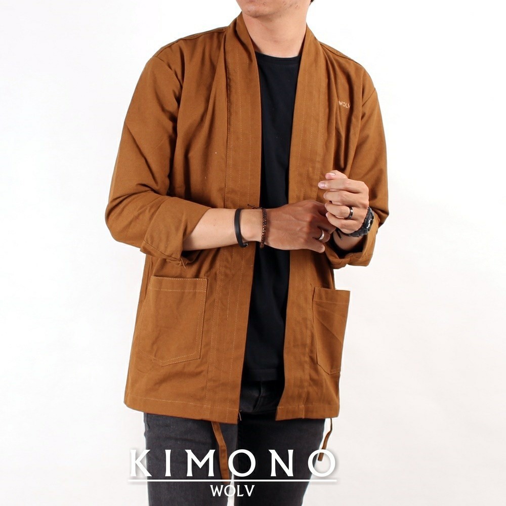 Jaket kimono premium / jaket kanvas / jaket pria simple murah / kanvas jaket / kimono / cod