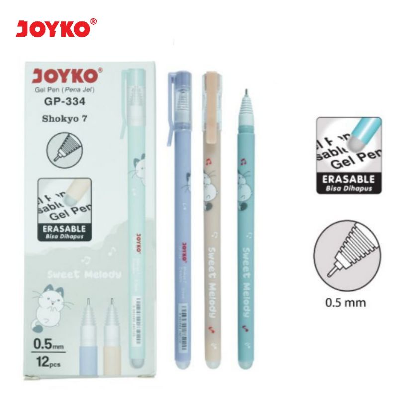 

[1 LSN / 12 PCS] Erasable Gel Pen Pulpen Bisa Dihapus Joyko GP-334 Shokyo 7 Gel 0.5 mm