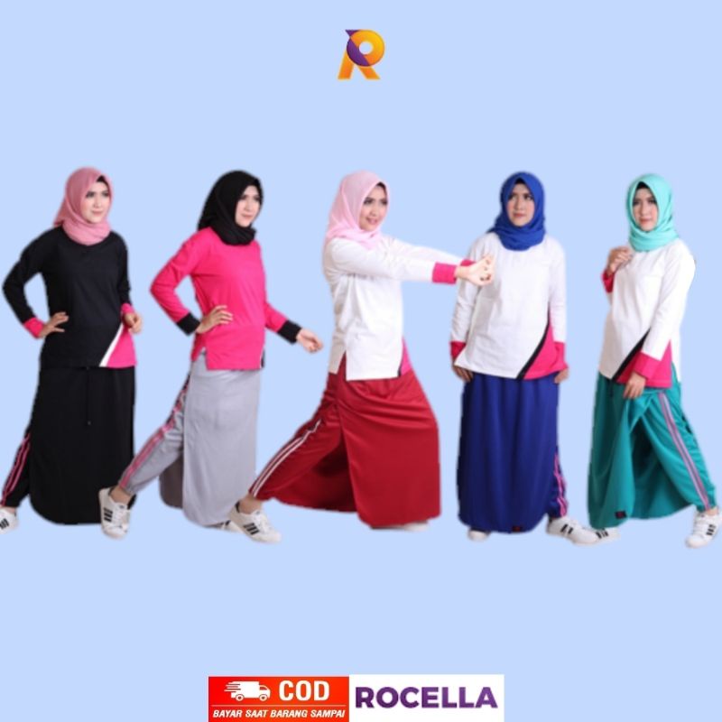 Rok Celana Olahraga Wanita Cewek Muslimah Syari Trainy Rocella
