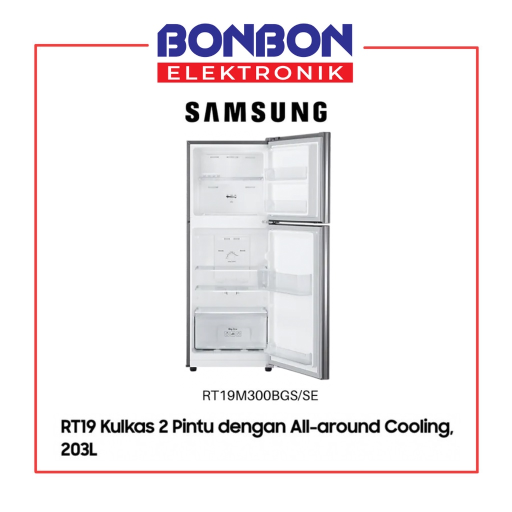 Samsung Kulkas 2 Pintu RT19M300BGS All-Around Cooling 203L RT19