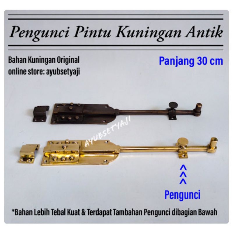 Grendel Pintu Batavia 30cm Kuningan Original Slot pintu pengunci pintu 30 cm Gembok kuno klasik Port