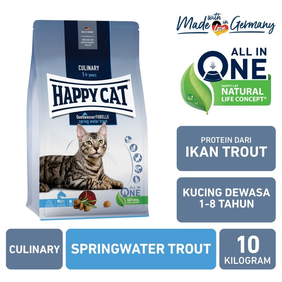 HAPPY CAT SPRINGWATER TROUT MAKANAN KUCING DEWASA 10 KG