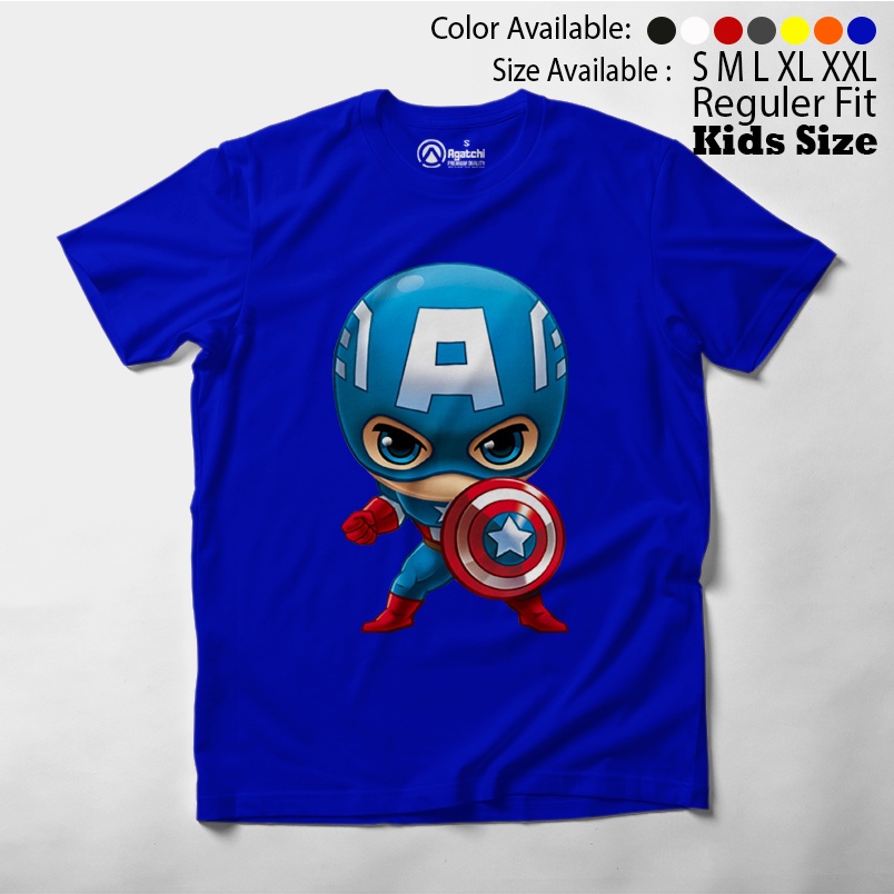 Baju Anak / Kaos Atasan Anak / Kids T Shirt  Baby Marvel Super Hero Chibi Kawaii Captain Amerika