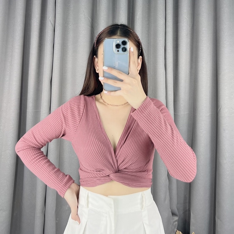 cross rib long sleeve crop | Crop top | atasan lengan panjang crop