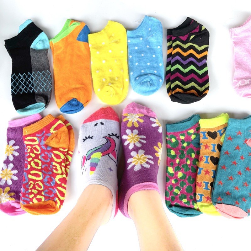 TOKO KL | paket 3 pasang kaos kaki pendek matakaki motif ankle socks wanita dewesa