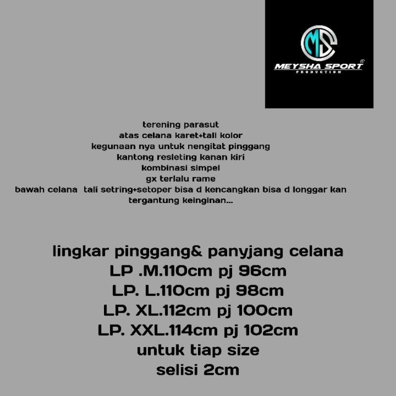 celana  sport training parasut unisex model terbaru