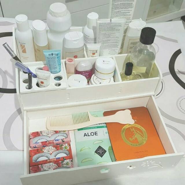  RKR57 Rak  Kosmetik  Bahan  Kayu CERMIN cosmetic storage 