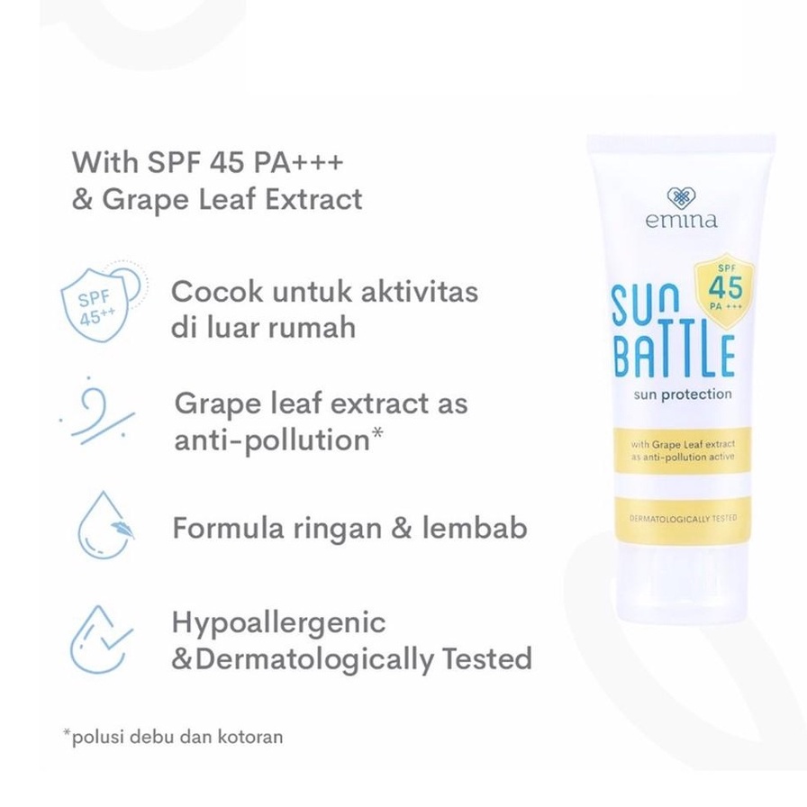 Emina Sun Battle SPF 45 PA+++ | Sunscreen | Sunblock | Tabir Surya