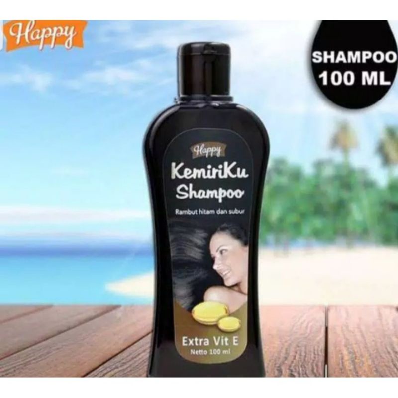 Paket PROMOSI Shampo Kemiri dan Minyak Kemiri Perawatan Rambut Penghilang Uban dengan Kandungan Kemiri Asli 100% / Black Shampoo Cultusia Happy