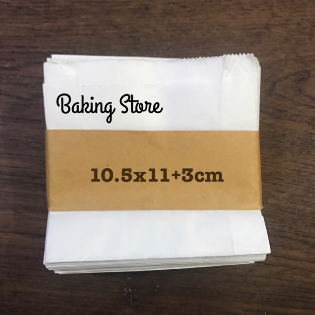 Paperbag Kantong Kertas Putih Tahan Minyak 10.5x11+3cm isi 100lembar