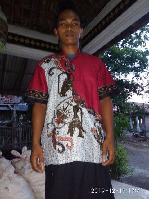 Bswart Batik Hrb026  Hem Pendek Wayang  Pekalongan M L Xl Batik Pria Murah Modern Grosir