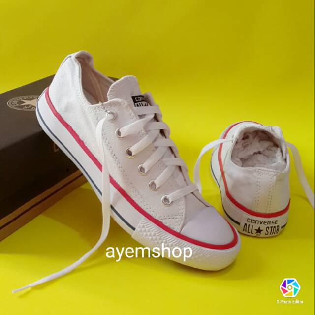 Sepatu CONVERSE Allstar Chuck Taylor White / Putih List merah