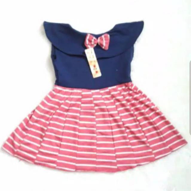 Dress Anak Leher Sayap Bulat Usia 6Bln-6Thn