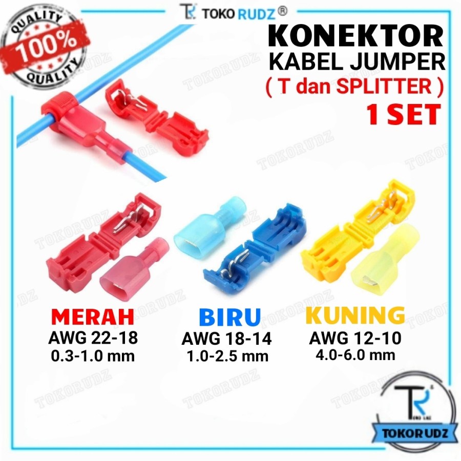 Konektor Kabel Jumper T Split Suntik Cabang Terminal Soket 1 Set