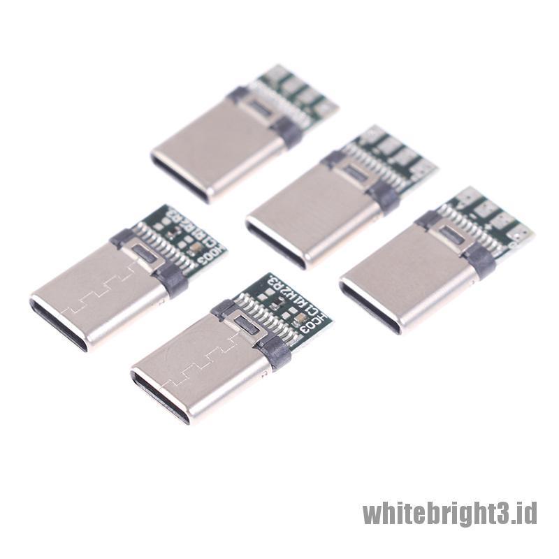 &lt; White3 &gt; 5 / 10Pcs Konektor Kabel USB 3.1 Tipe C Male DIY