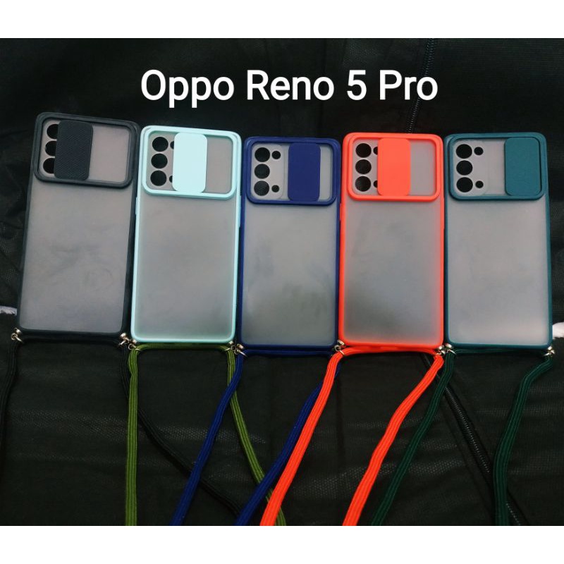 Case Sleding Plus Tali/Case kamera bisa digeser Plus tali Oppo Reno 5 Pro