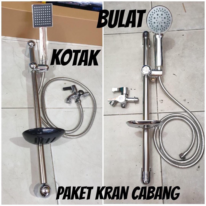 Paket shower tiang stainless dan kran cabang