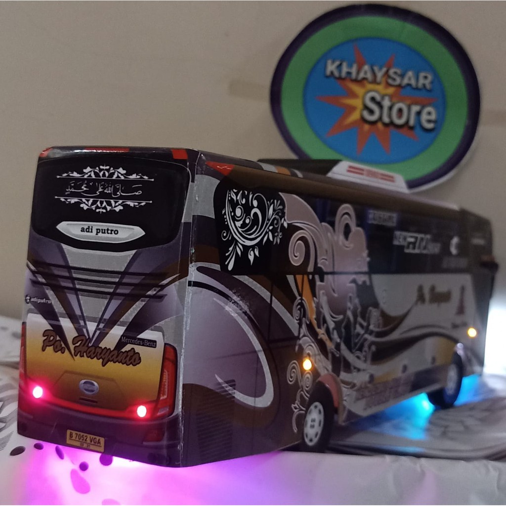 miniatur bus bis mainan bus bis shd haryanto livery gatot kaca plus lampu