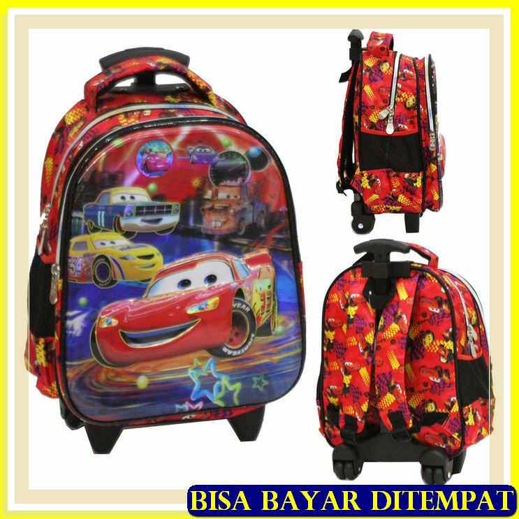 Tas Anak Sekolah Dorong Trolley Sd Laki Laki Gambar Jagoan Robot  PP267 Tas Trolley Anak Tk Import