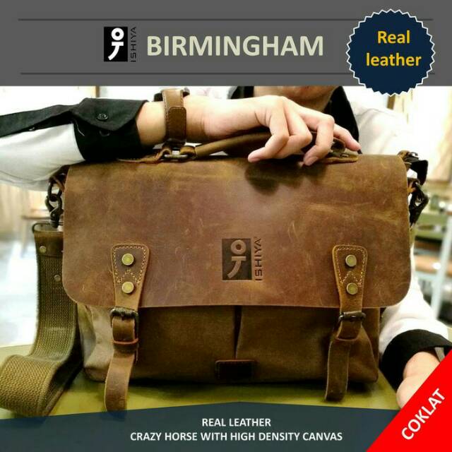 Tas kerja/Tas kantor Pria + t4 laptop kulit asli PREMIUM -BIRMINGHAM-