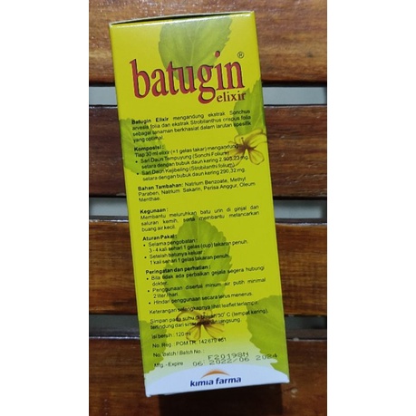 Batugin Elixir 120 ML / Melancarkan Buang Air Kecil / Melulurkan Batu Urin DiGinjal