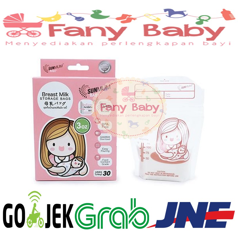 Sunmum Breast Milk Storage Bags 3oz 30bags