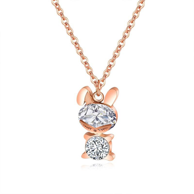 [New] Kalung titanium bunny berlian import korea hadiah wanita cewek 316L anti karat KK083