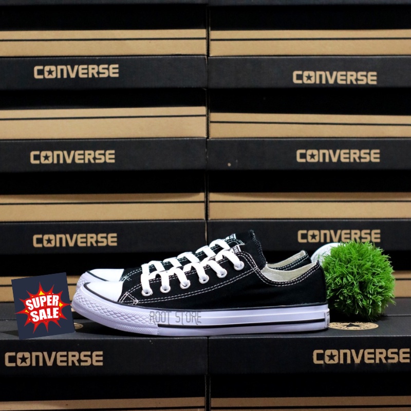 SEPATU SEKOLAH PRIA WANITA CONVERS1995 ALL STAR PENDEK FULL HITAM POLOS IMPORT