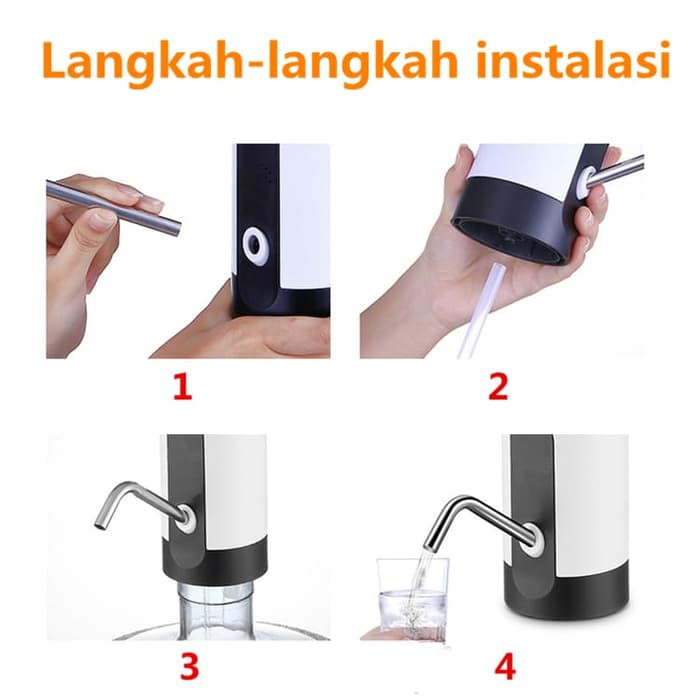 Pompa Dispenser Galon Air Minum Elektrik USB Charger LED Portable Ringkas Water Electric Pump