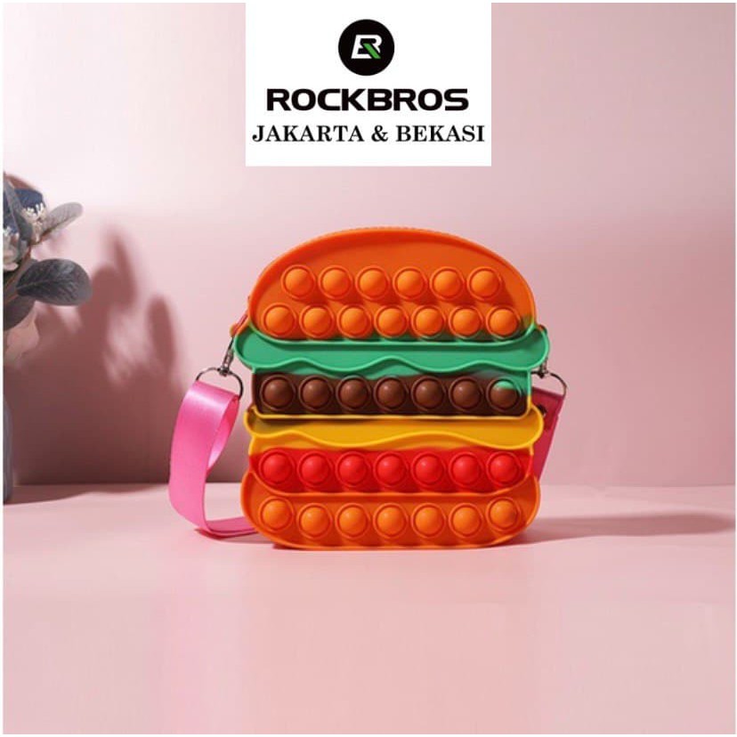 Tas Pop It Burger Hamburger Fidget Toys Mainan Anak Squishy New Viral