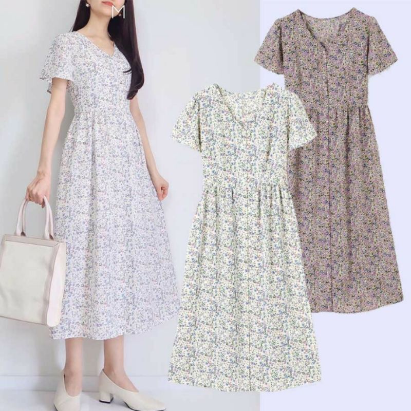 [CA] UQDR006 GU Floral Midi Dress