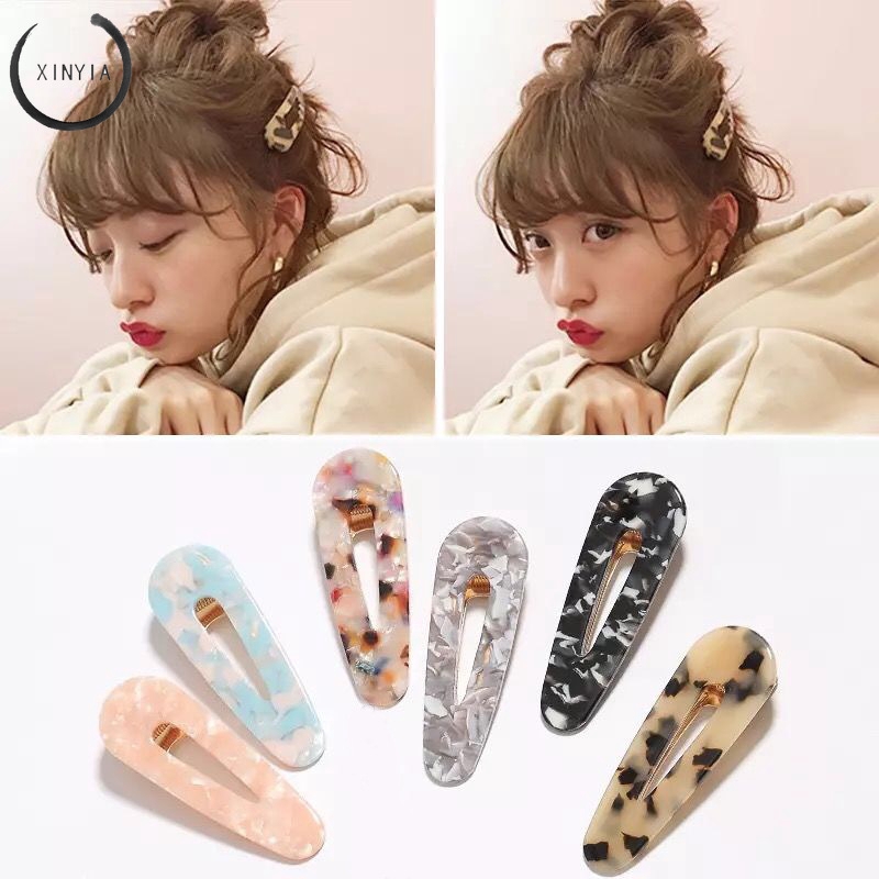 Jepit Rambut Bobby Pin Vintage Bentuk Persegi Panjang Motif Leopard untuk Wanita