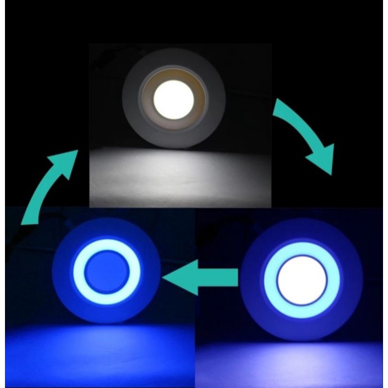 Lampu downlight led panel Ib 2 warna 3+3w bulat. inbow tanam plavon