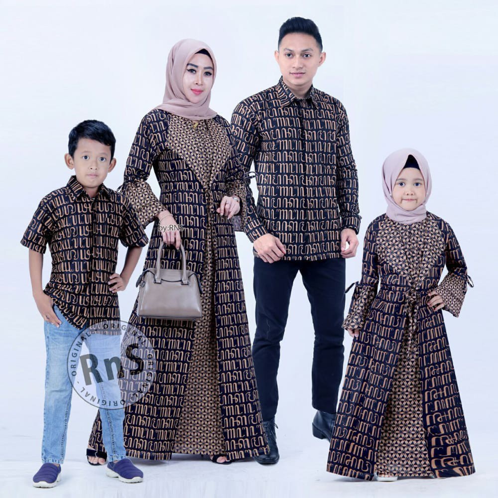 Batik couple keluarga sania ruffle ori ndoro jowi motif songket coklat-Nomer 2