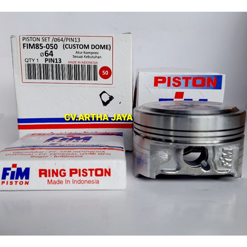 PISTON KIT FIM FIM85 CUSTOM DOME MENTAH ( 63,5 / 64 / 64,5 / 65 ) ( PEN 13 / PIN 13 ) JUPITER Z / VE
