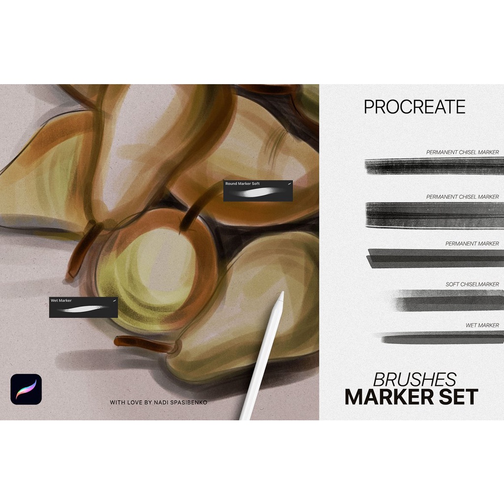 Procreate Brush - Realistic Marker for Procreate (+ Paper Texture Brushes)