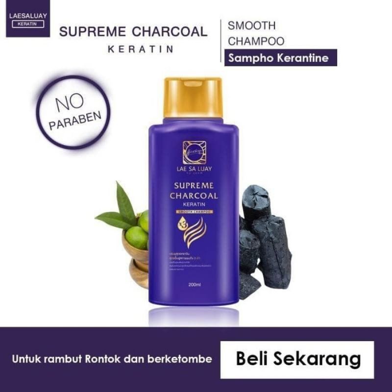 Lae Sa Luay Supreme Charcoal Keratin Smooth Shampoo by JOOM 200ml (BPOM)