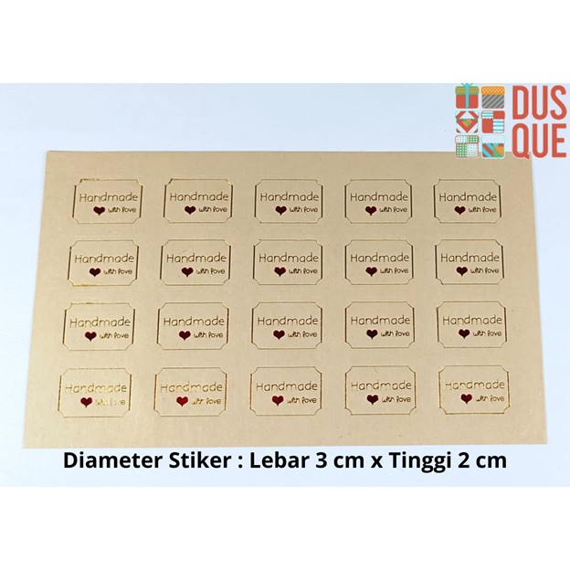 

(1 LEMBAR ISI 20PCS) STIKER HANDMADE HATI WITH LOVE KOTAK KRAFT / STICKER HANDMADE KOTAK KRAFT