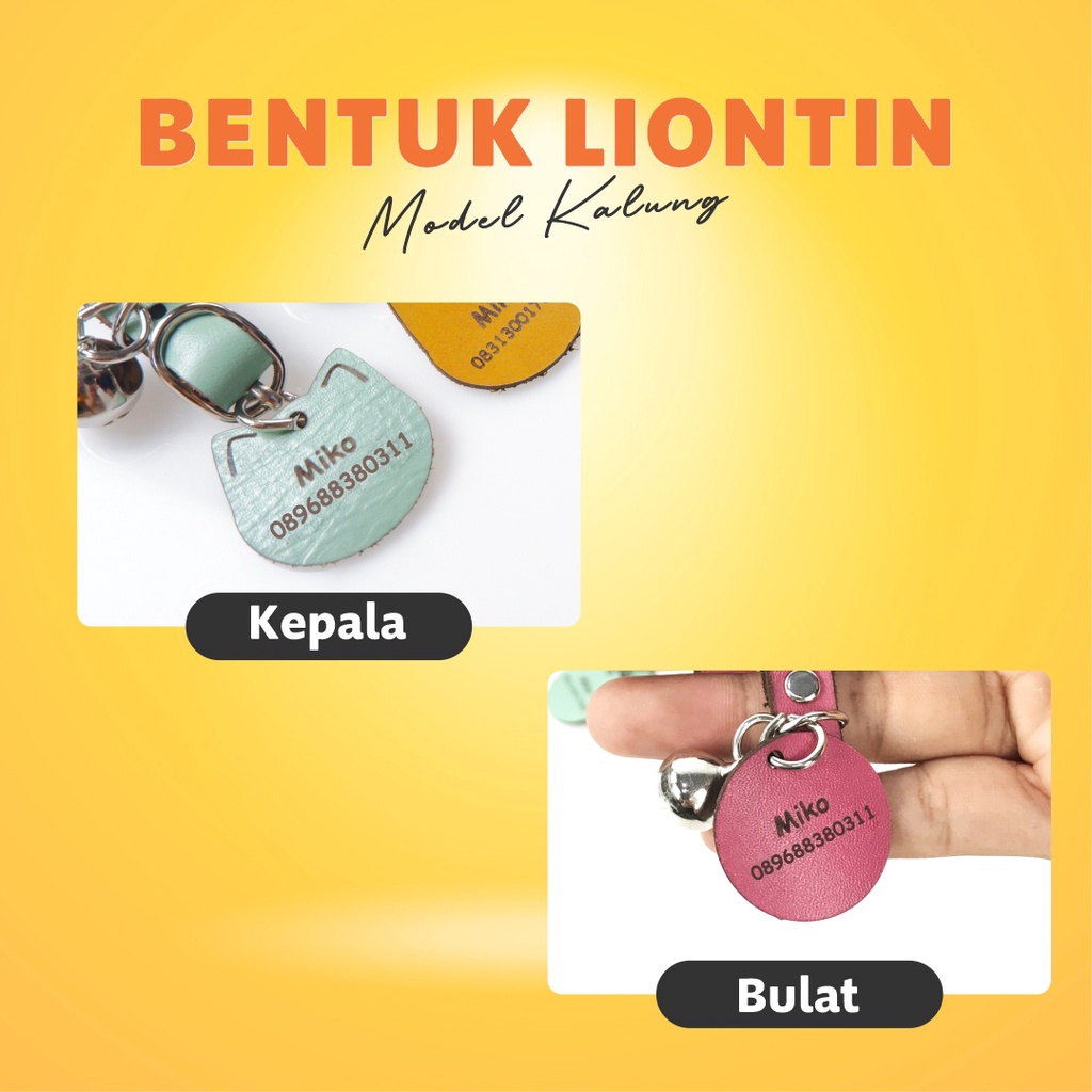 Kalung Kucing Kulit Asli Handmade - GRATIS Custom Nama