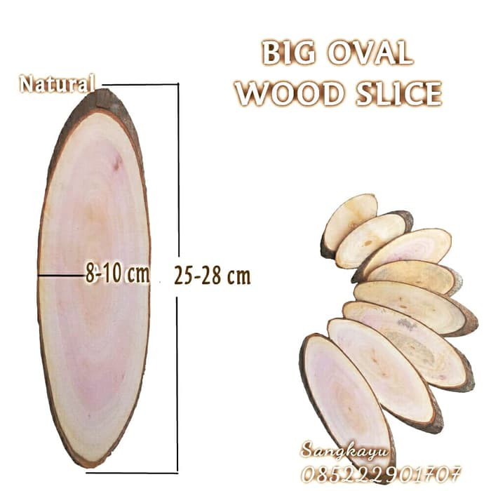 Wood slice ovale big potongan kayu oval panjang 25-28 cm dekorasi diy