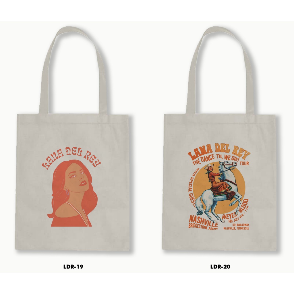 Tas Tote Bag Resleting Kanvas/Blacu  - Lana Del Rey 1