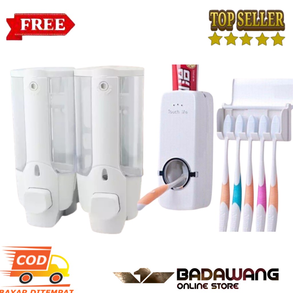 TERLARIS !!! DISPENSER DOUBLE SOAP TEMPAT SABUN CAIR & SHAMPO TEMPAT
